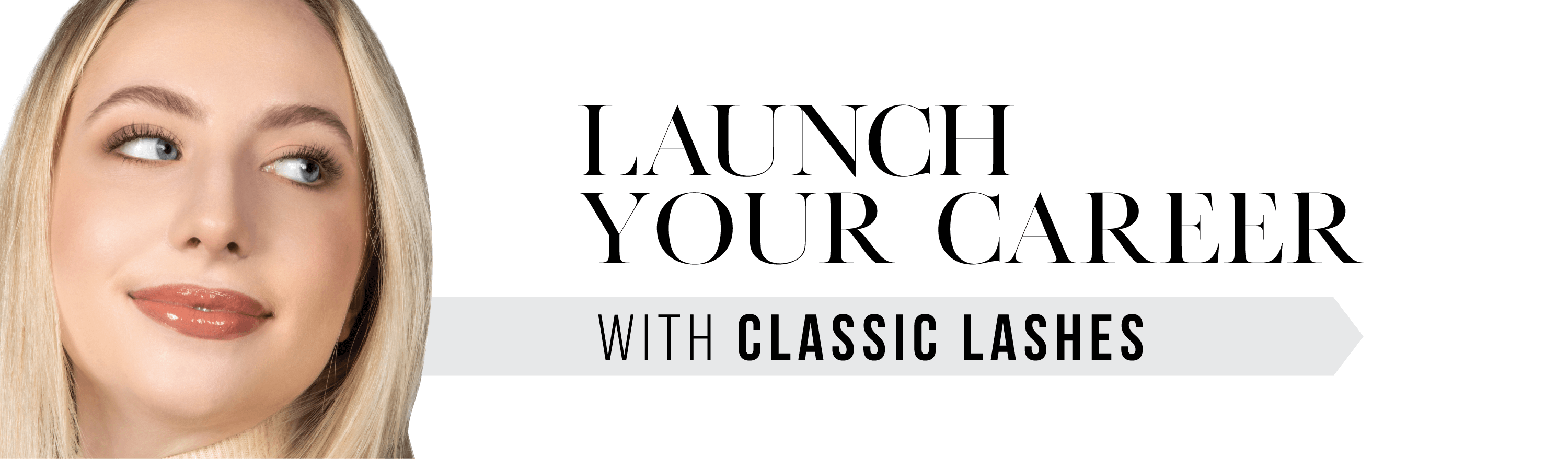 Girl with classic lash extensions. Launch your career with classic.