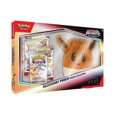 Pokémon accessory pouch featuring Eevee and booster packs.