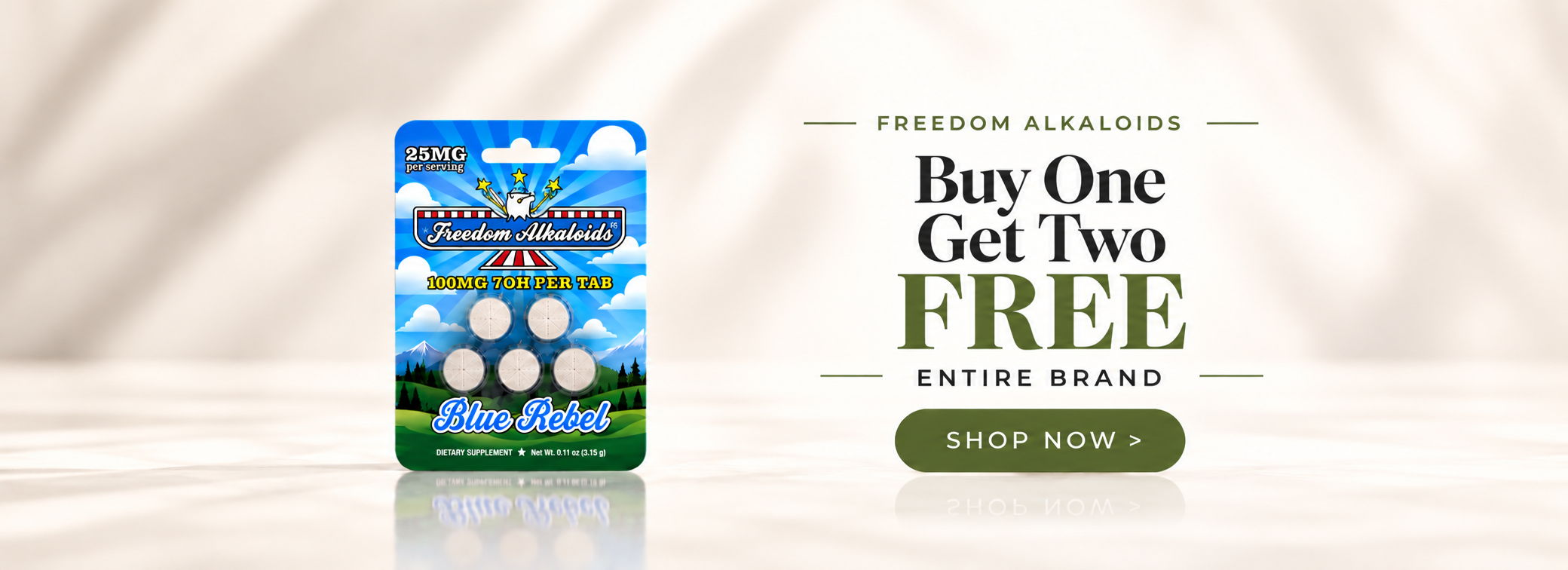Product package with a promotional offer, Buy One Get Two Free.