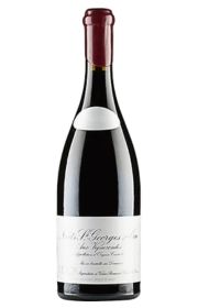A bottle of red wine with a cork and elegant label.