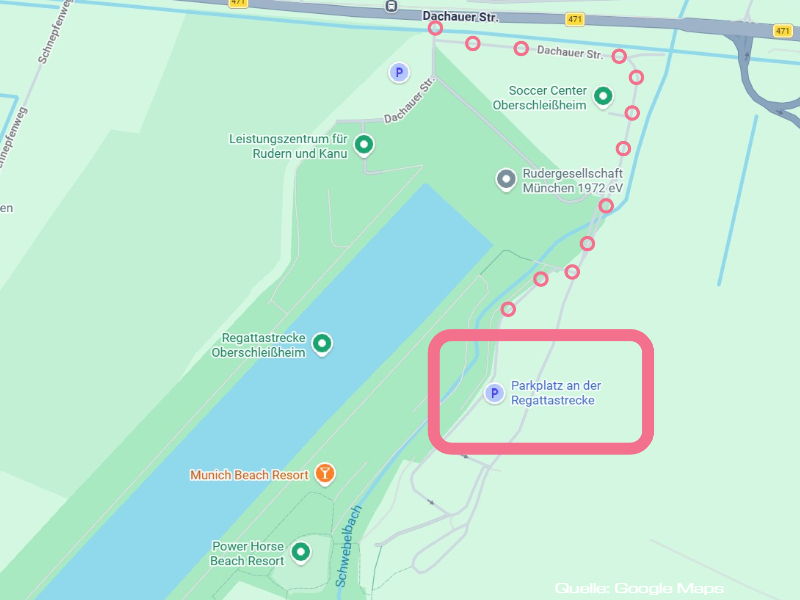 Anfahrt und Parkplätze an der Ruderregattastrecke Oberschleissheim