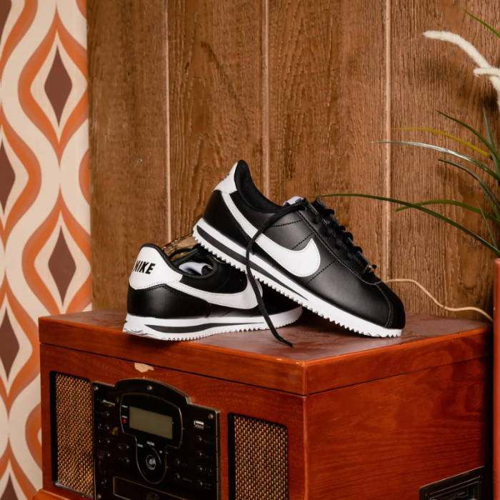 nike black and white cortez