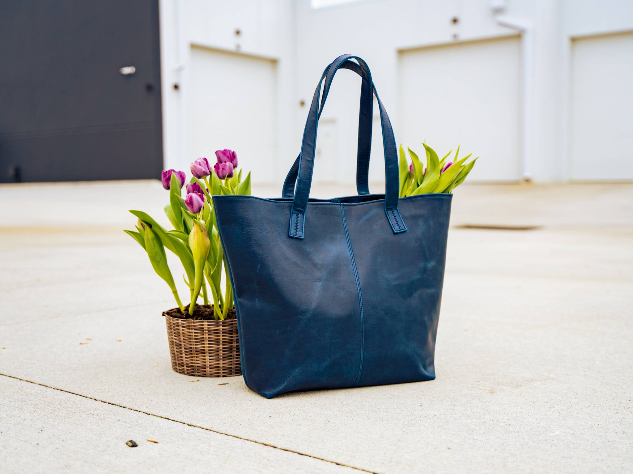 Zip-Top Medium Tote - Handmade Leather Tote Bag