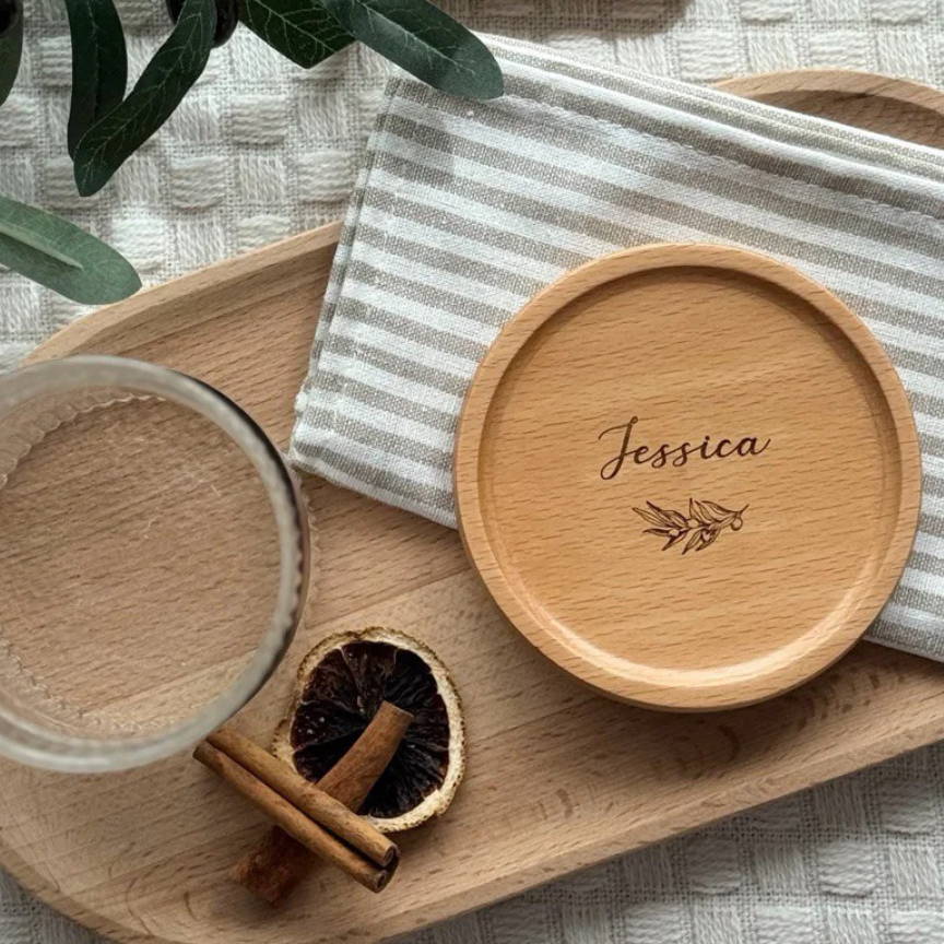 wooden coasters with names engraved