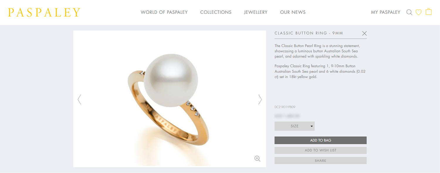 Paspaley Pearls White South Sea Pearl and Diamond Ring