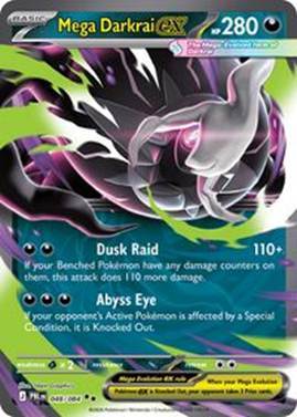 Mega Darkrai GX Pokémon card with attack details.