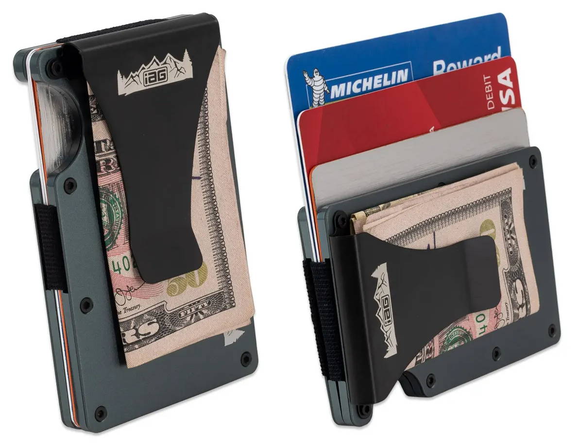 IAG Aluminum Wallet w/Money Clip, Cash Band, and Screwdriver Kit (Off-Road Logo) - Holding Cards