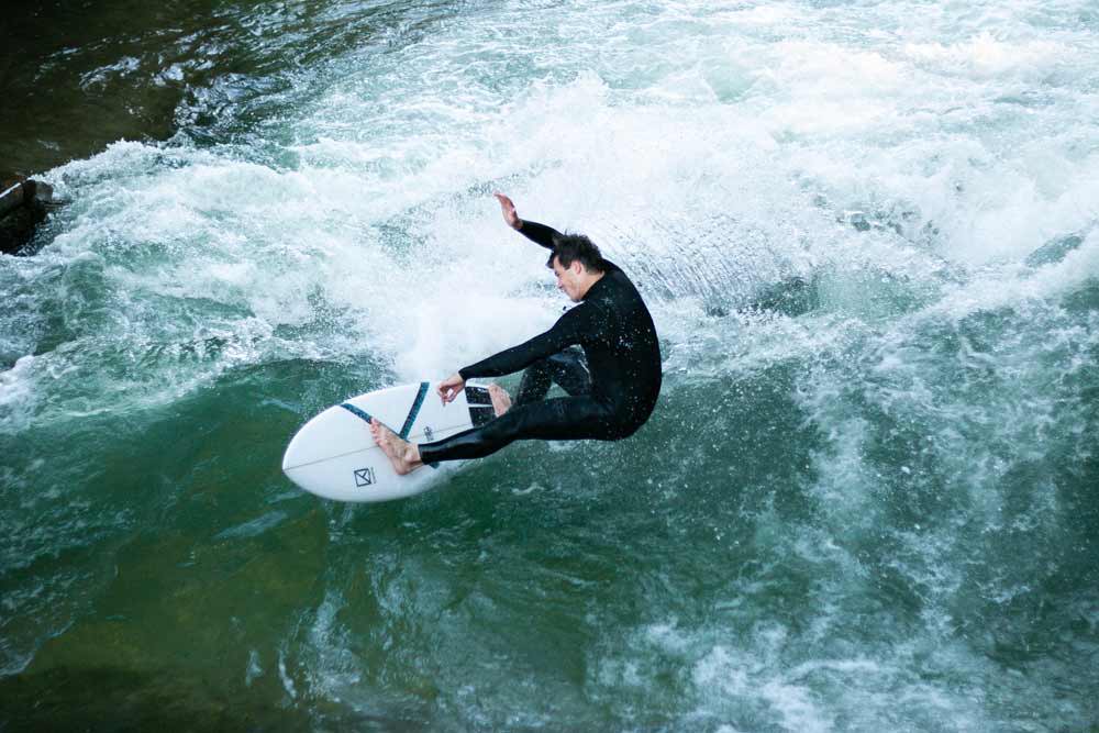 River Surfing at the Eisbach in Munich