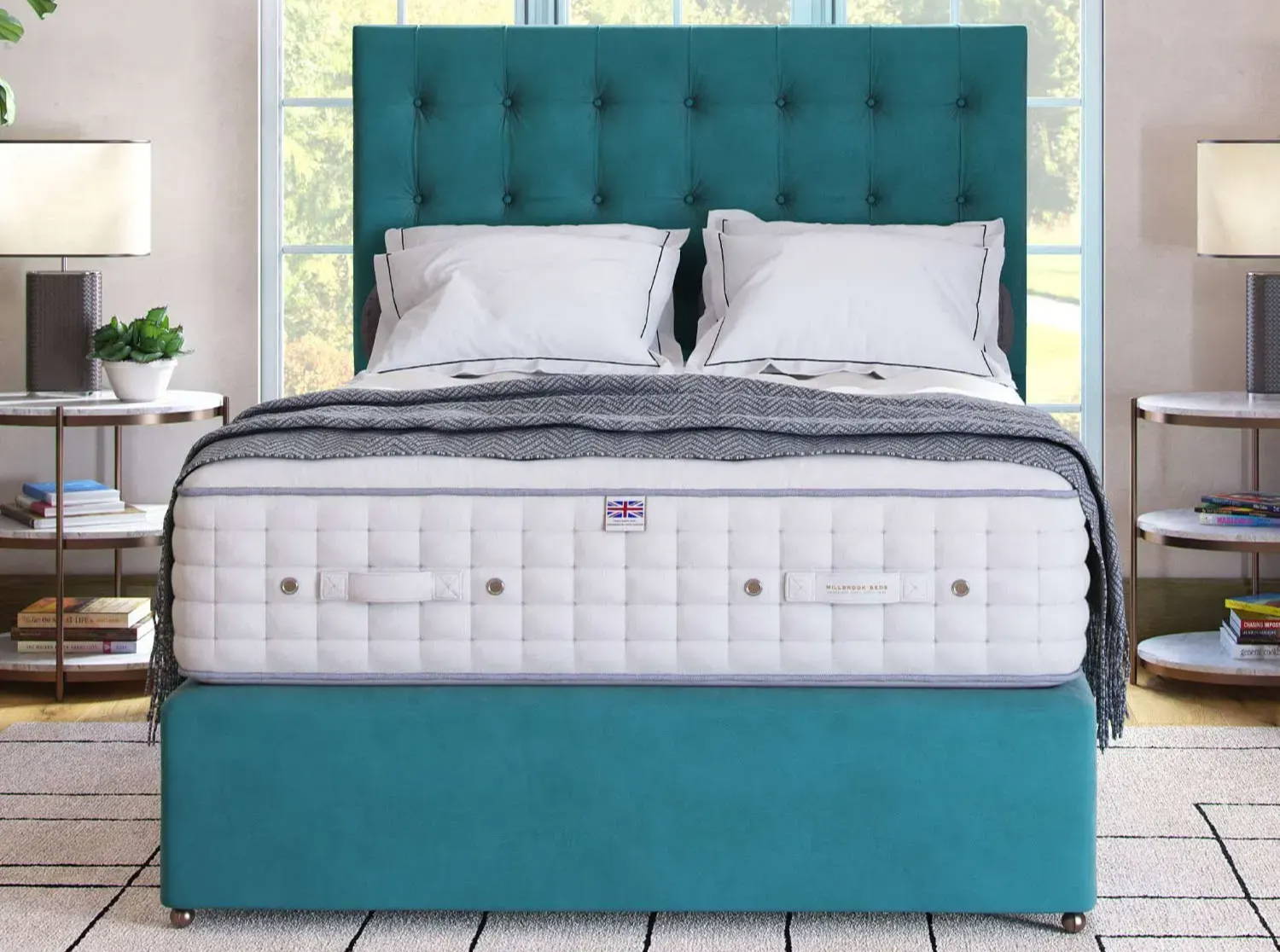 Millbrook mattress on a teal divan base