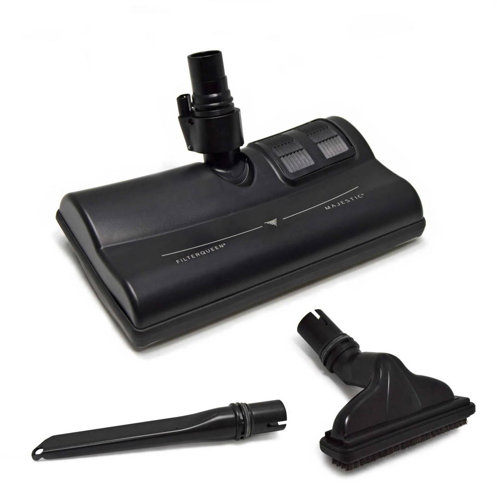 Vacuum cleaner attachment with multiple tools for different cleaning tasks.
