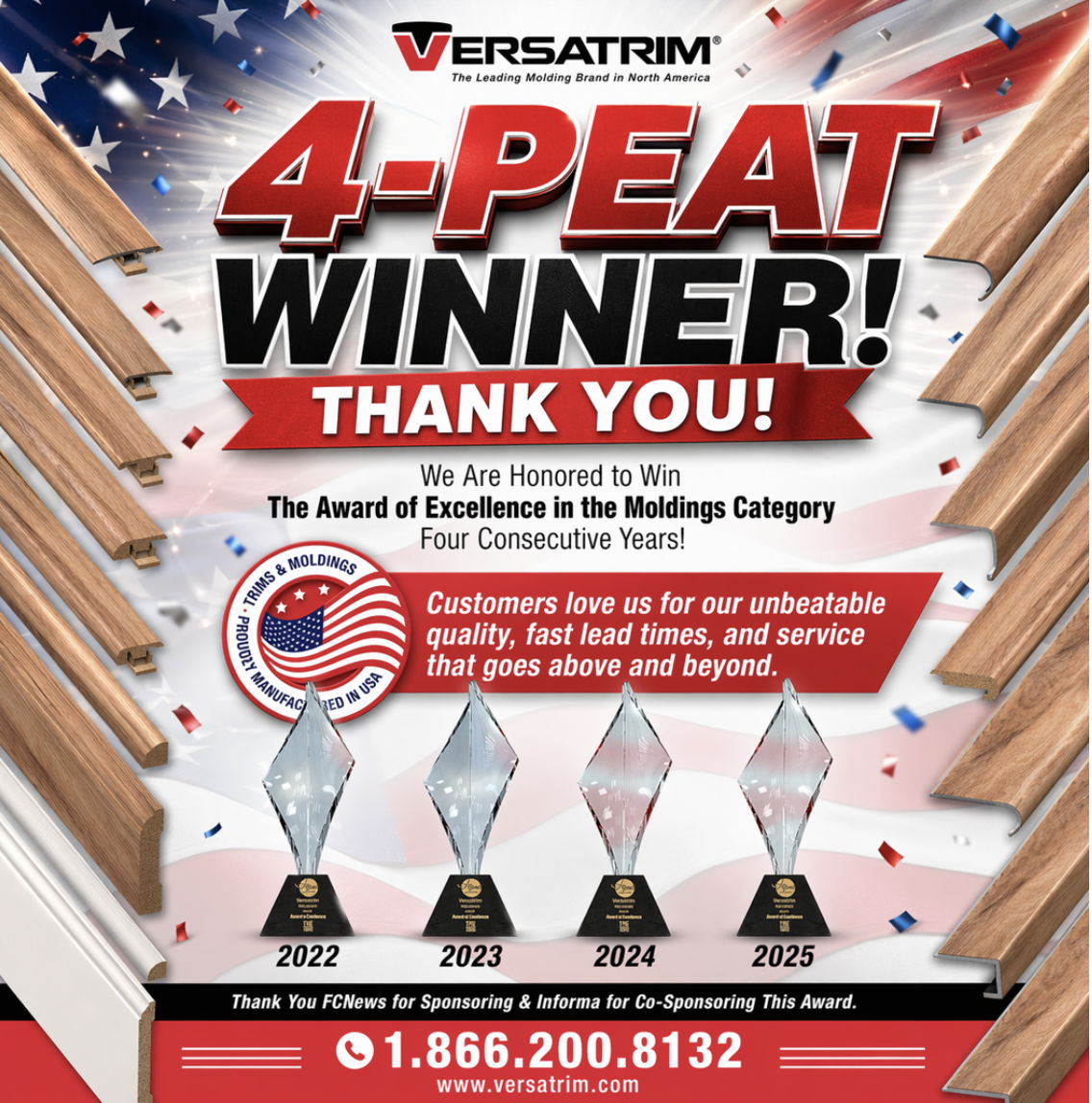Versatrim 4-Peat Winner announcement with awards and thank you message.