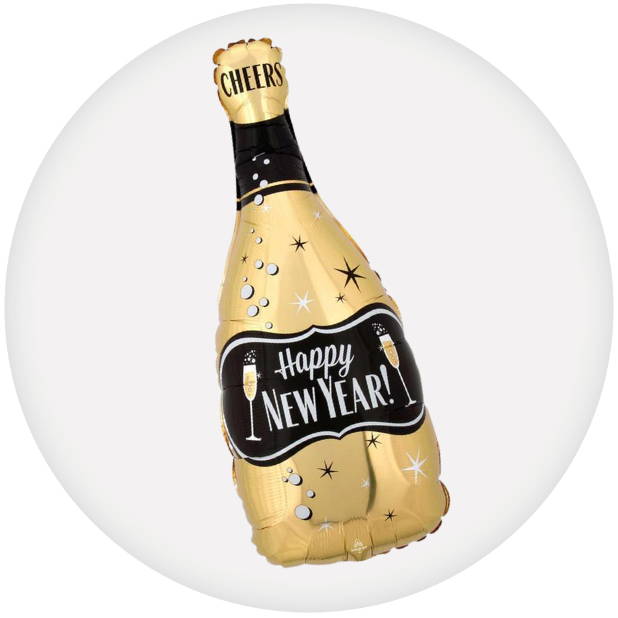 Giant ballon in the shape a bottle for new years