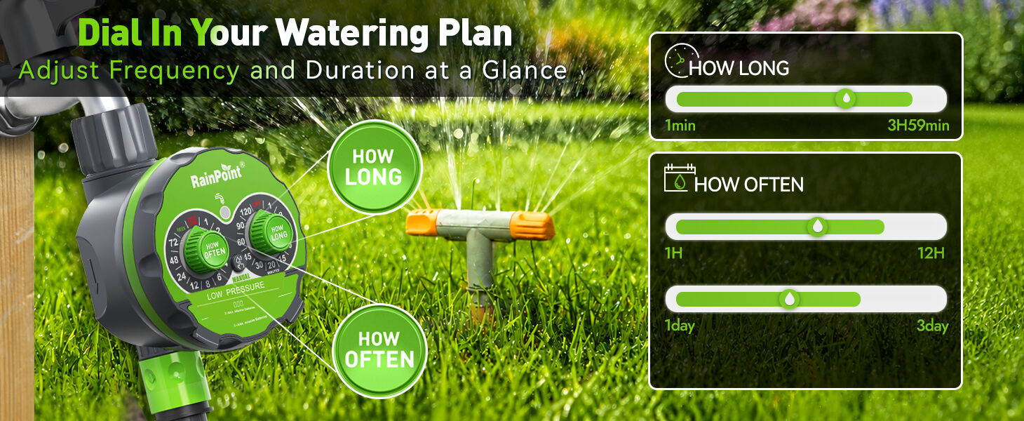 Dial in your watering plan: adjust frequency and duration settings.