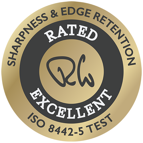 Excellent” CATRA rating for both sharpness and edge retention when tested to the ISO 8442-5 standard