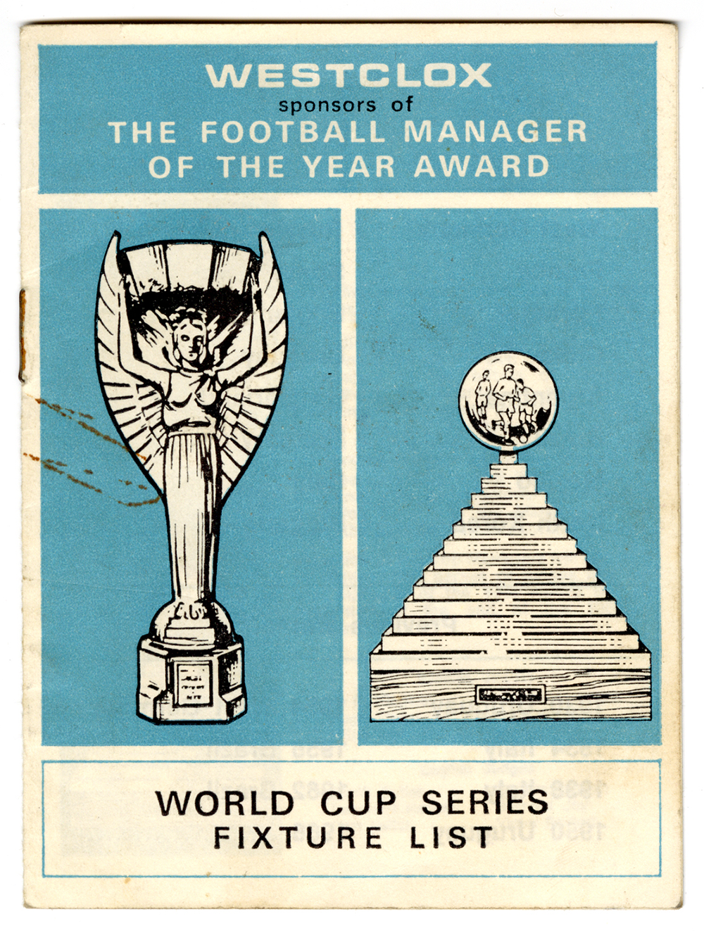 Westclox Football Manager of the Year Award fixture list cover.