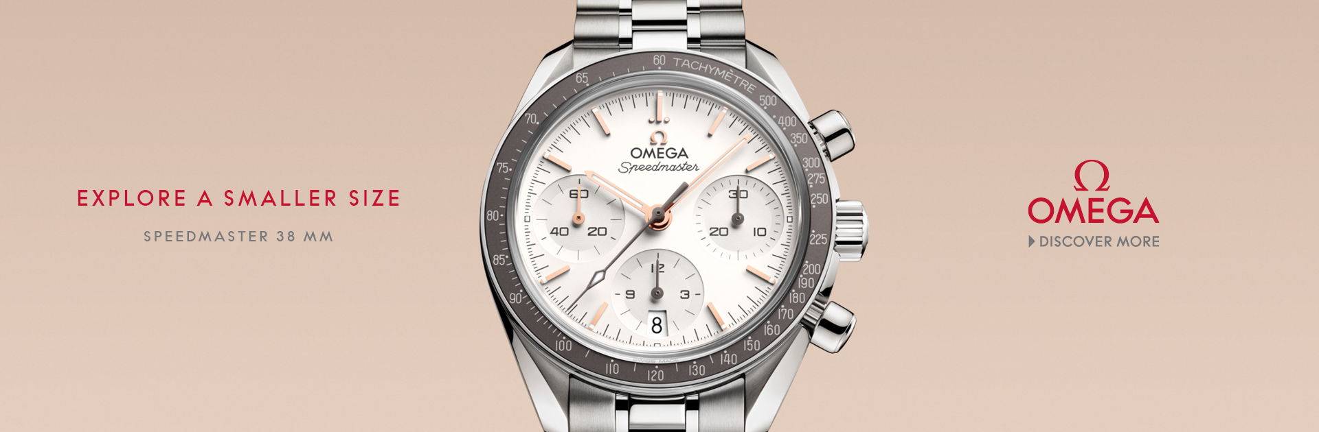 Omega watch on a light background with brand logo.