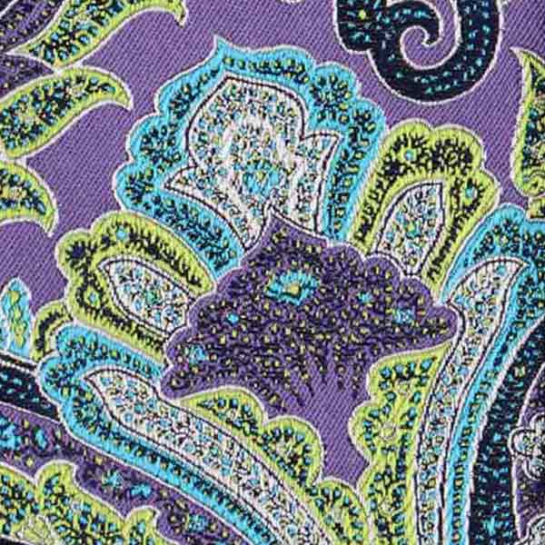 Close view of purple paisley tie design