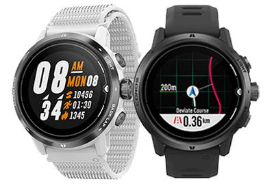 2 COROS APEX Pros premium multisport GPS watches—1 white and 1 black