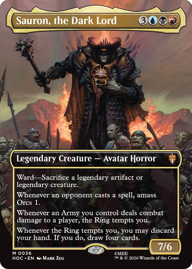 The card Sauron, the Dark Lord with the Middle-Earth Classic Art Treatment.