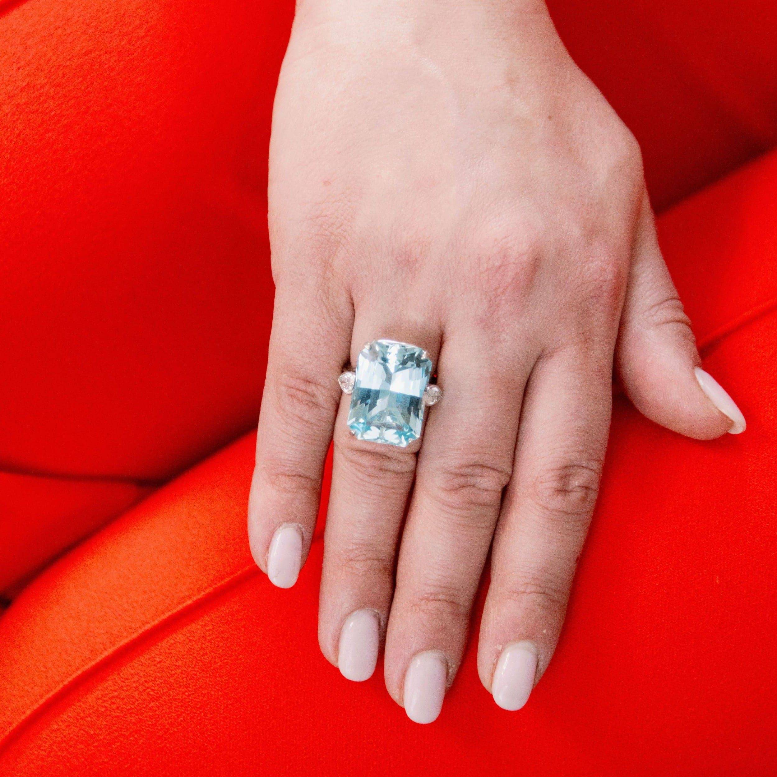 aquamarine statement ring at Henne Jewelers
