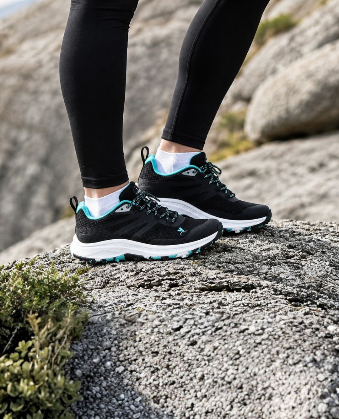 woman wearing trail running shoes