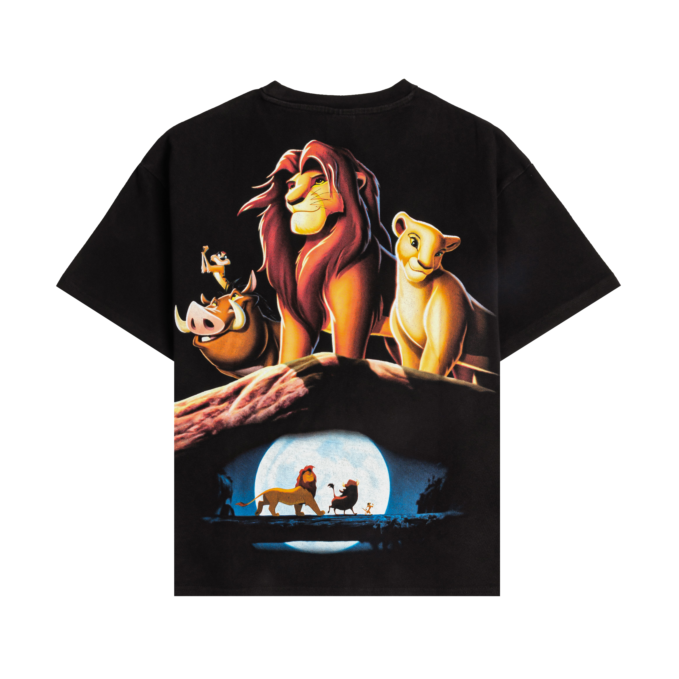 Black t-shirt featuring characters from The Lion King.