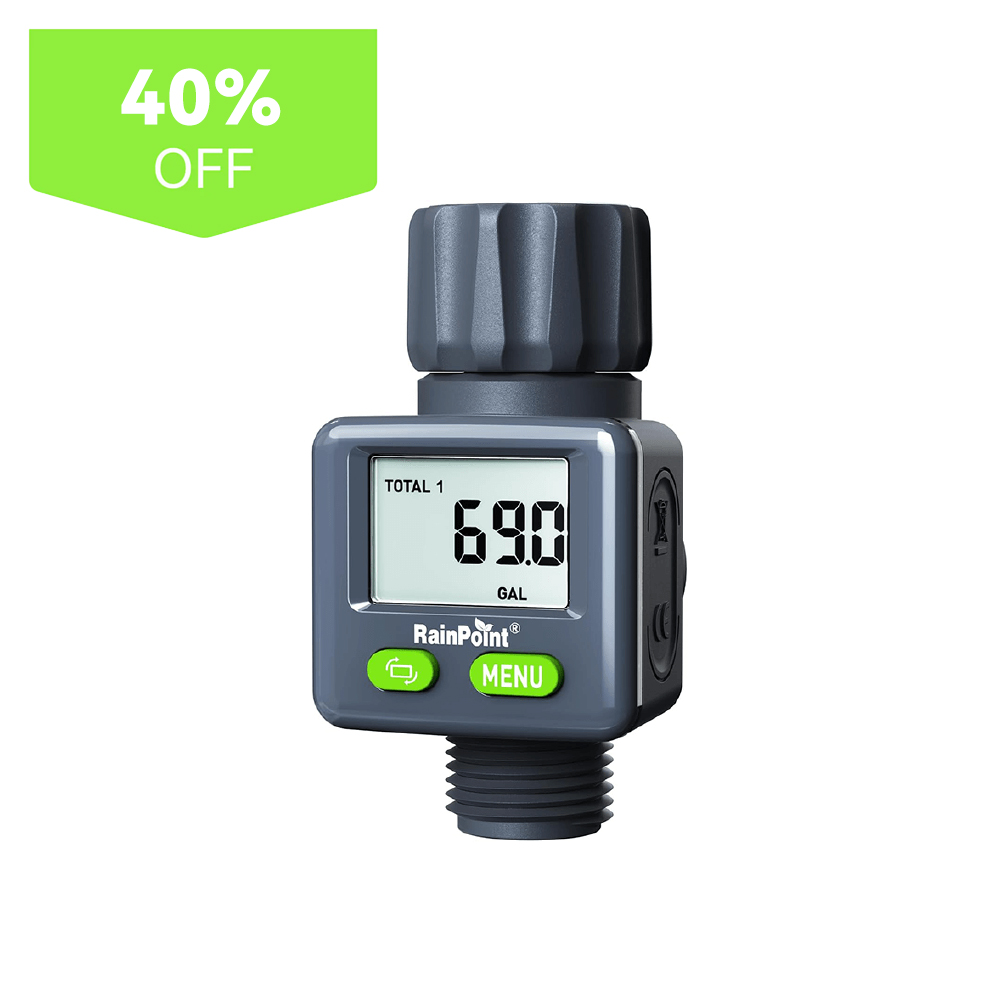 Digital pressure gauge with display and promotional discount tag.