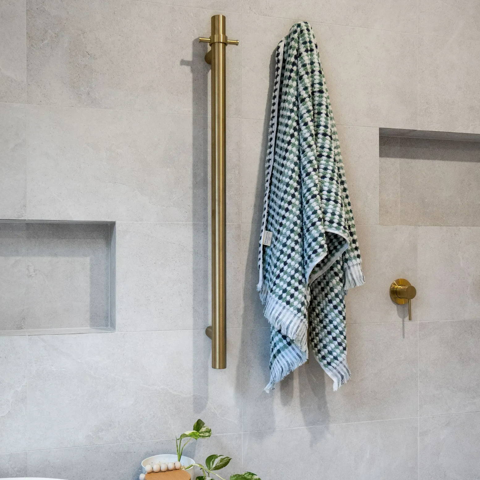Gold Heated Towel Rails | The Blue Space