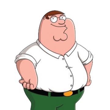 Cartoon Character Peter Griffin wearing metal round eyeglasses