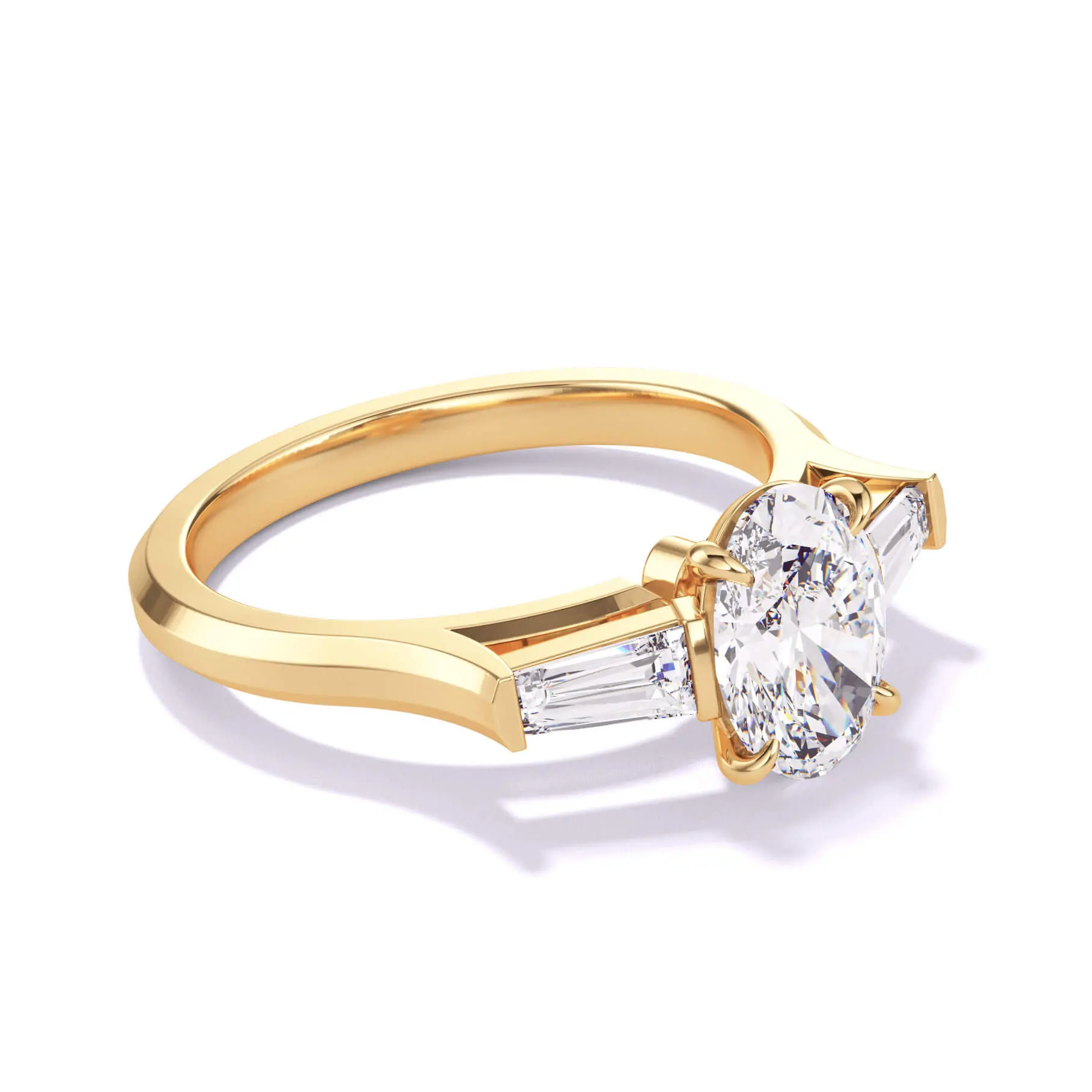 $10,000 diamond engagement ring  - yellow gold oval with baguettes