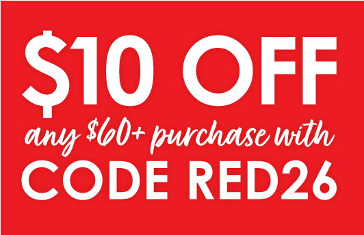 $10 off any $60+ purchase with code: RED26 | shop products