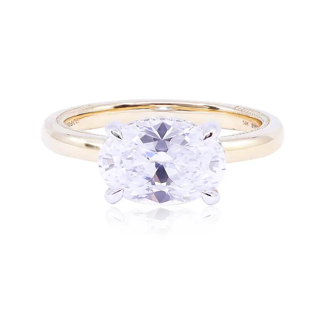 Anne Sportun 18K Yellow Gold Piper Open Shank Hammered Finish Engagement Ring Setting