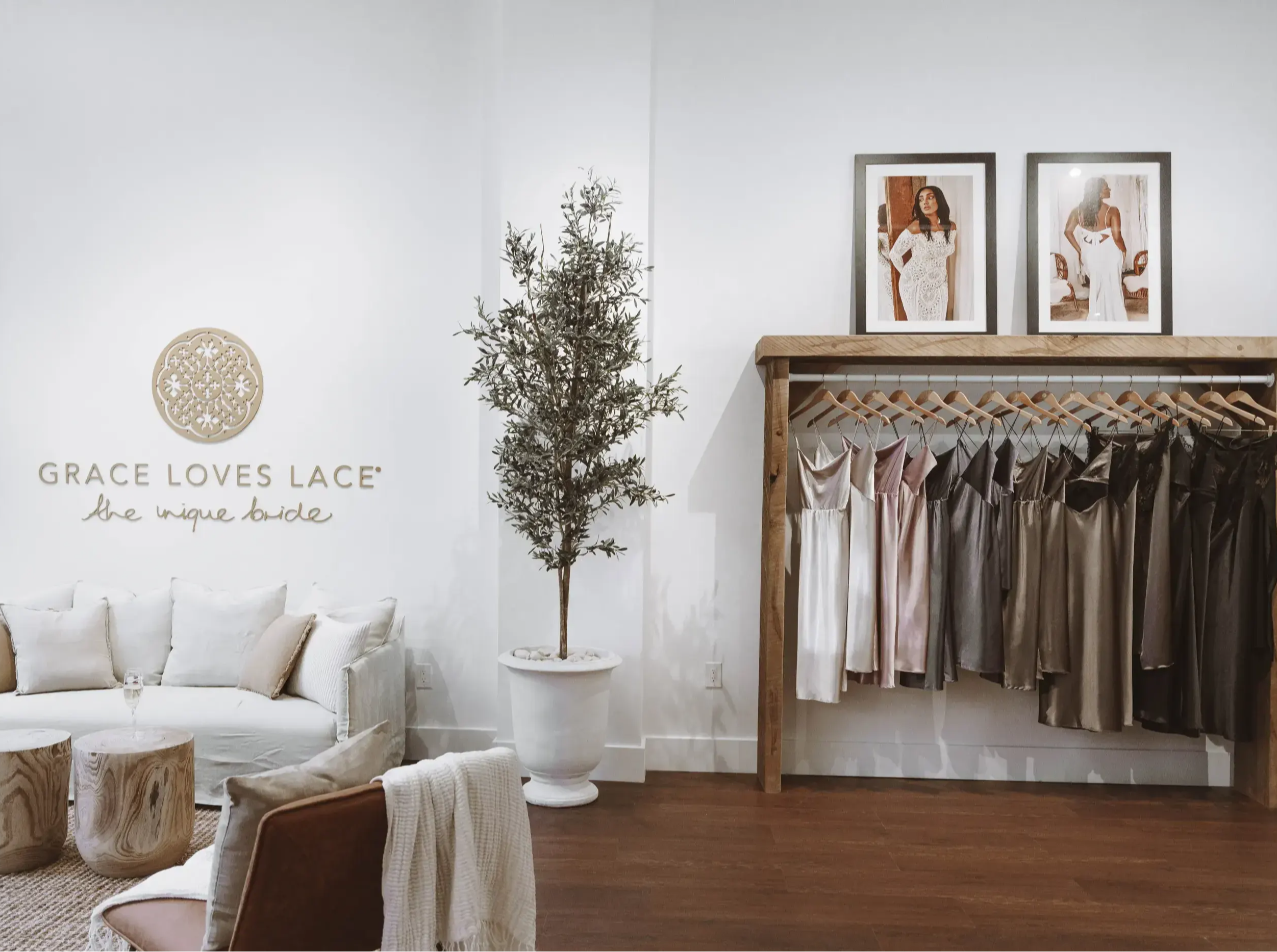 Silk Grace Loves Lace slip dresses in the Philadelphia showroom