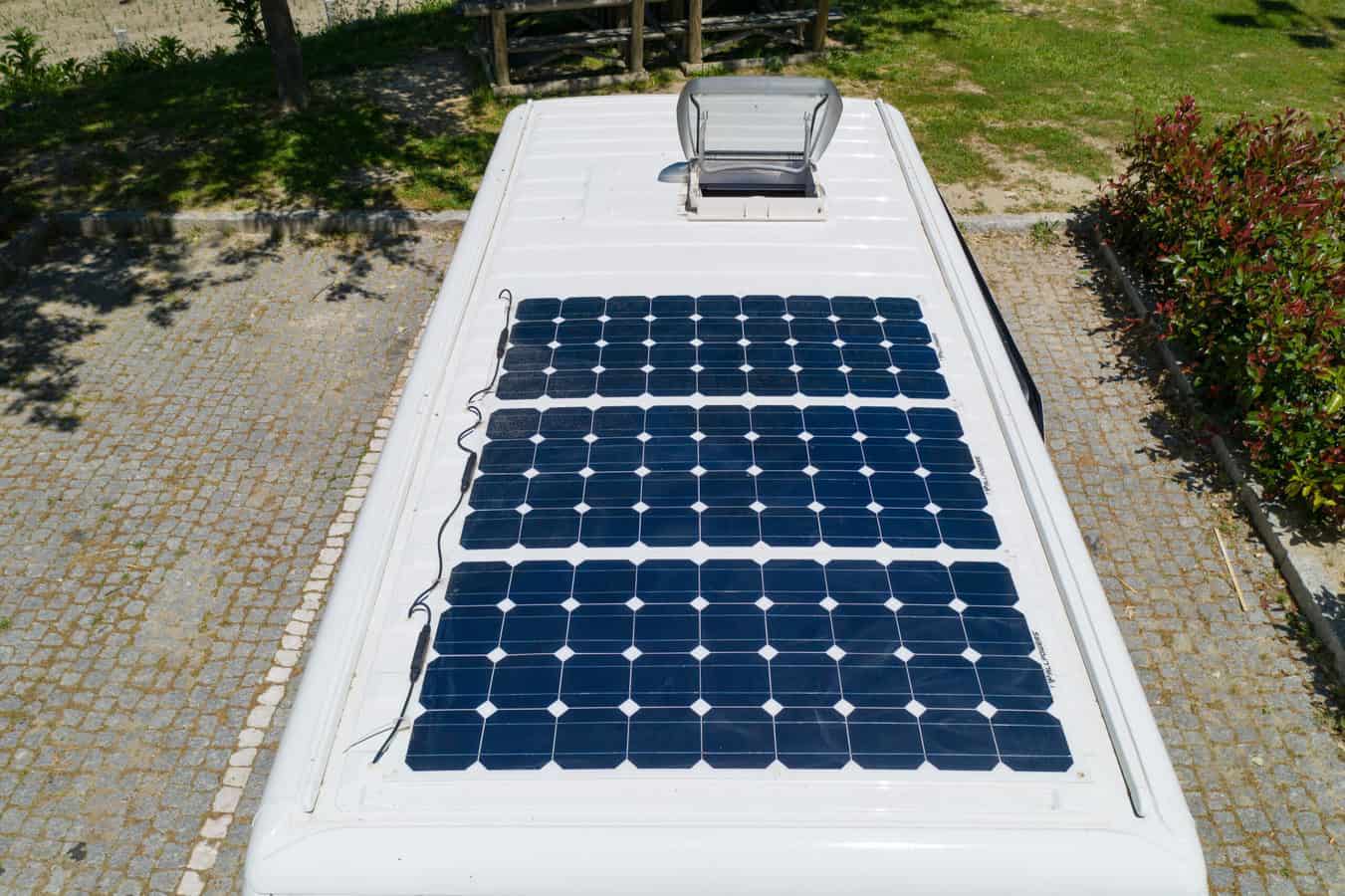 installation of solar panels on a campervan