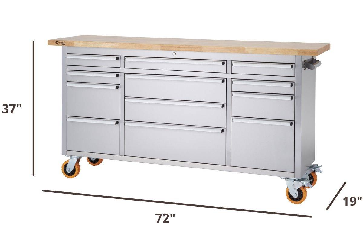 72 inches wide workbench with overhang
