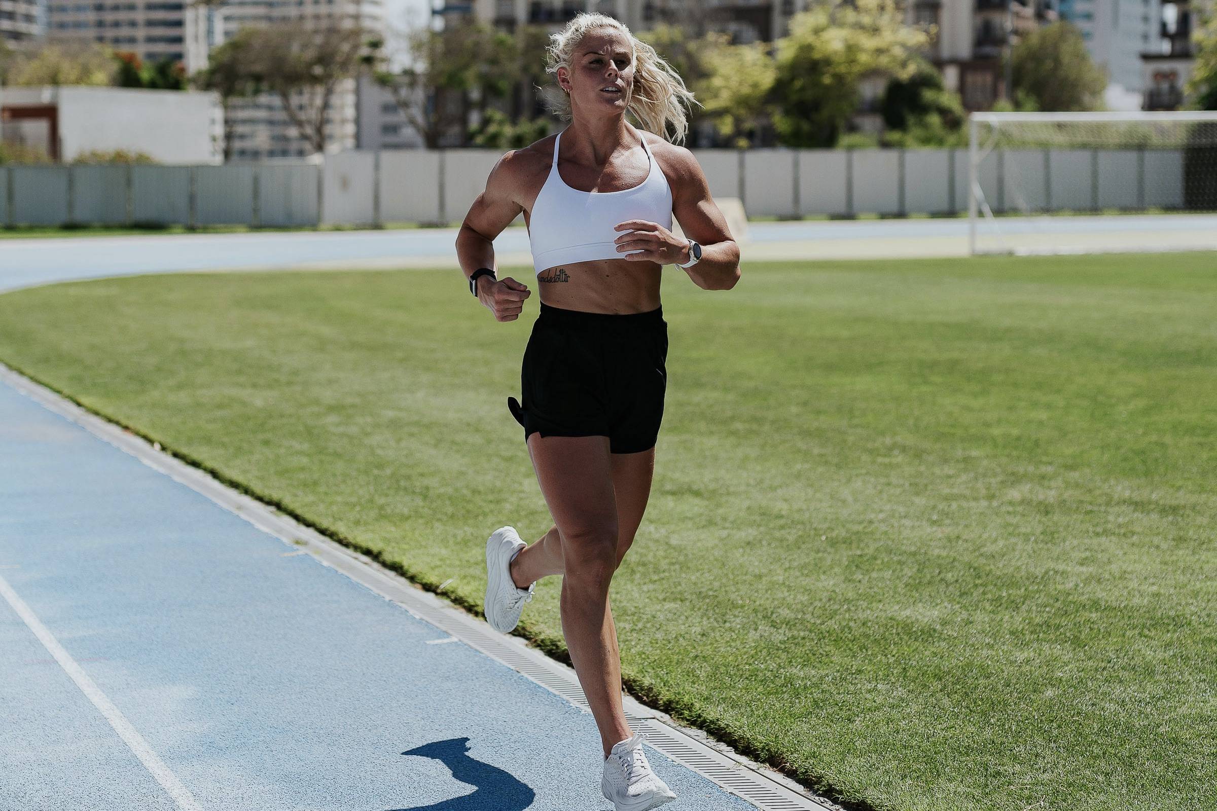 girl running on a track