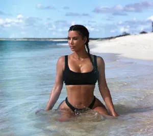 Kim Kardashian on the beach