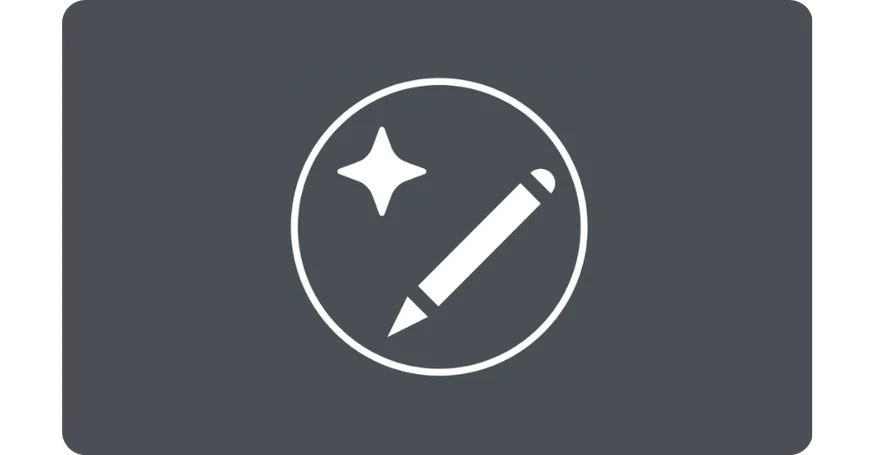 Icon of a pencil and a sparkle on a dark background.