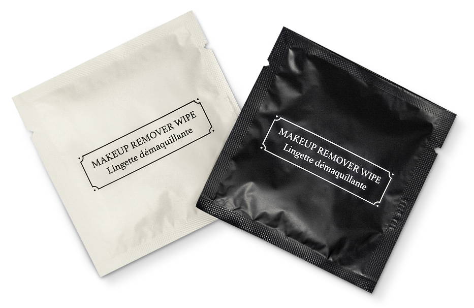 White and black LA Fresh makeup remover wipe packets