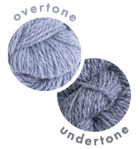 Overlapping circles of yarn color samples Tones Light Nimbus Overtone and Undertone