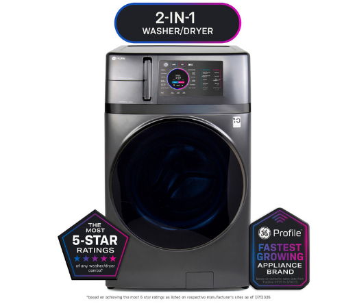 2-in-1 washer/dryer with 5-star ratings and awards for best appliance brand.