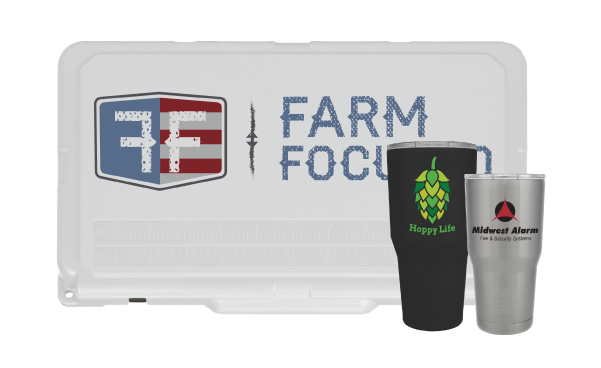Farm Focus Cooler and tumblers
