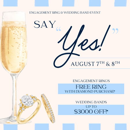 Engagement ring event announcement with discounts and free ring offer.