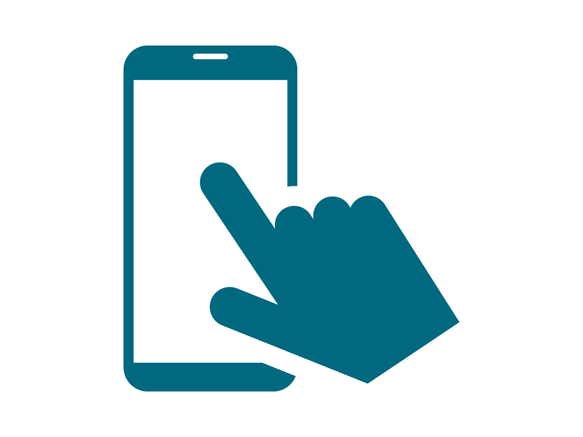 Remote Monitoring Icon - Hand touching a smartphone screen