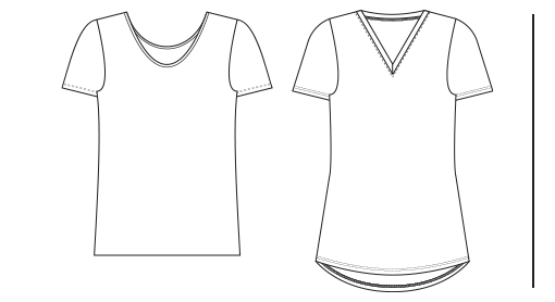 Two drawings of Miik's t-shirts for comparison.