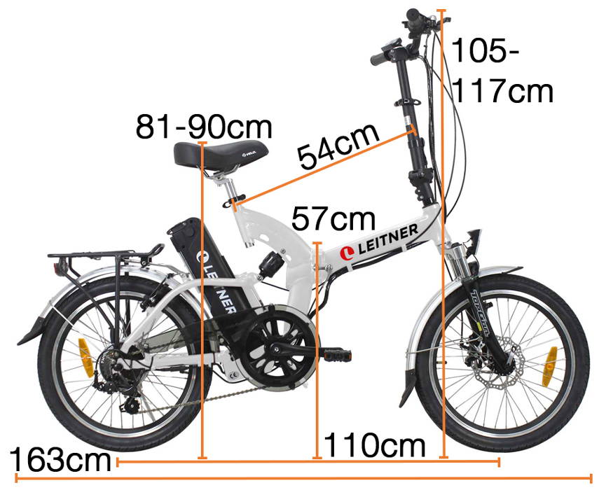 electric folding bike dimensions