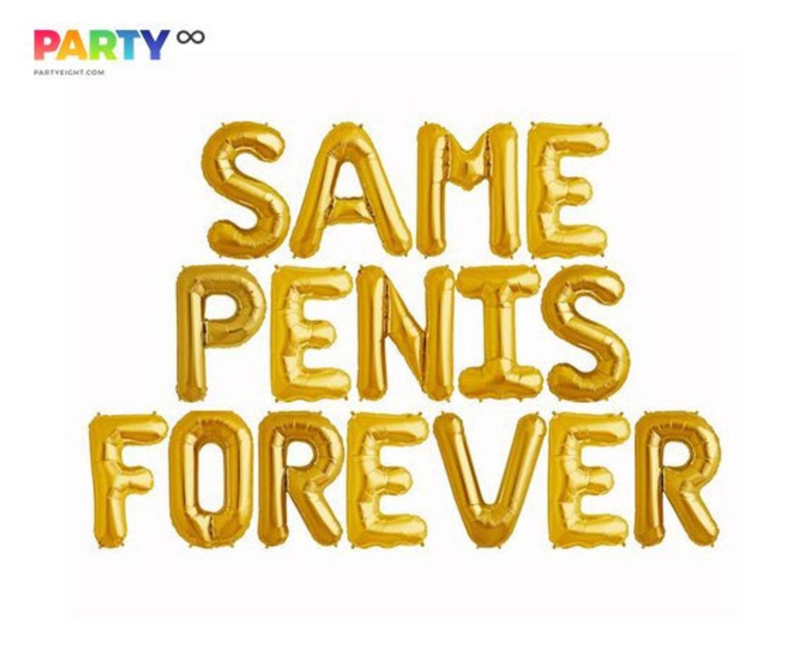 Same Penis Forever Balloons Letter Banner | bachelorette party decorations | bachelorette ideas | Gay Party photo prop banner favors