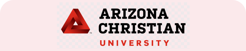 Arizona Christian University logo with a red triangle and text.