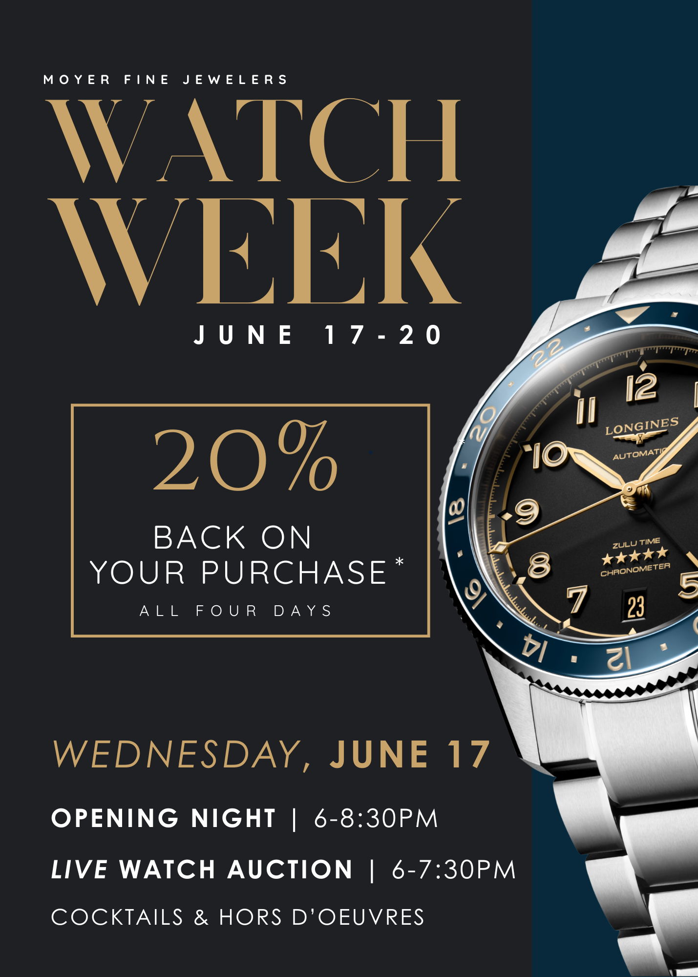 Promotional poster for Watch Week event with details and discounts.