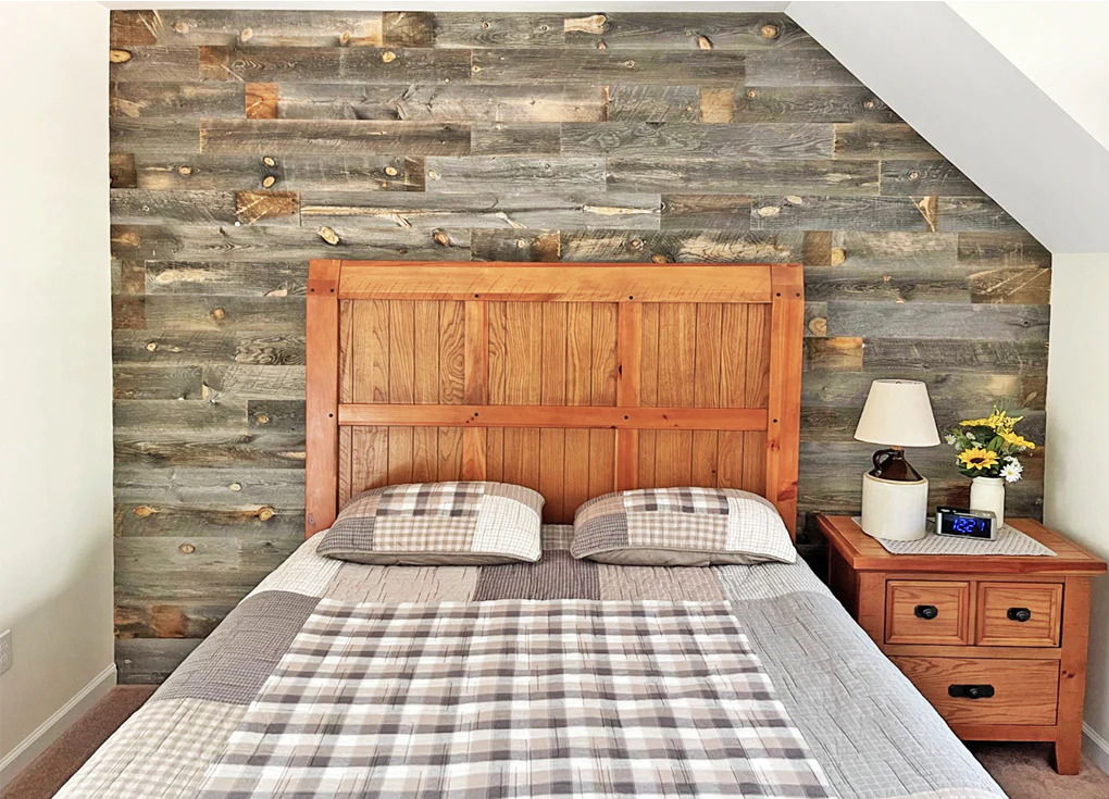 laramie shiplap in bedroom on wall